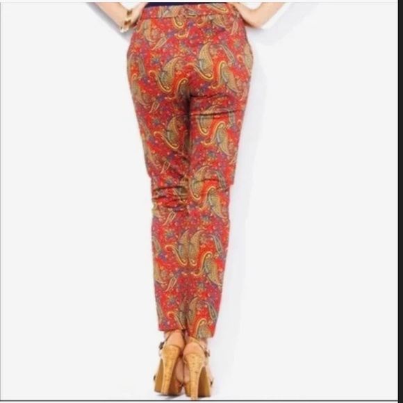 Lauren Ralph Lauren Red/Multicolored Paisley Floral Print Cotton Trousers NWT 8 - Picture 4 of 16